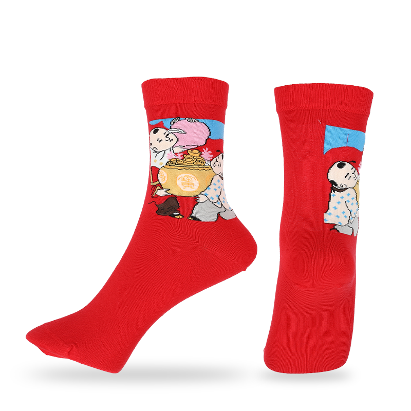 批發(fā)或訂制優(yōu)質(zhì)全棉中國(guó)風(fēng)中國(guó)新年時(shí)尚女士統(tǒng)襪節(jié)日襪生肖襪禮盒包裝