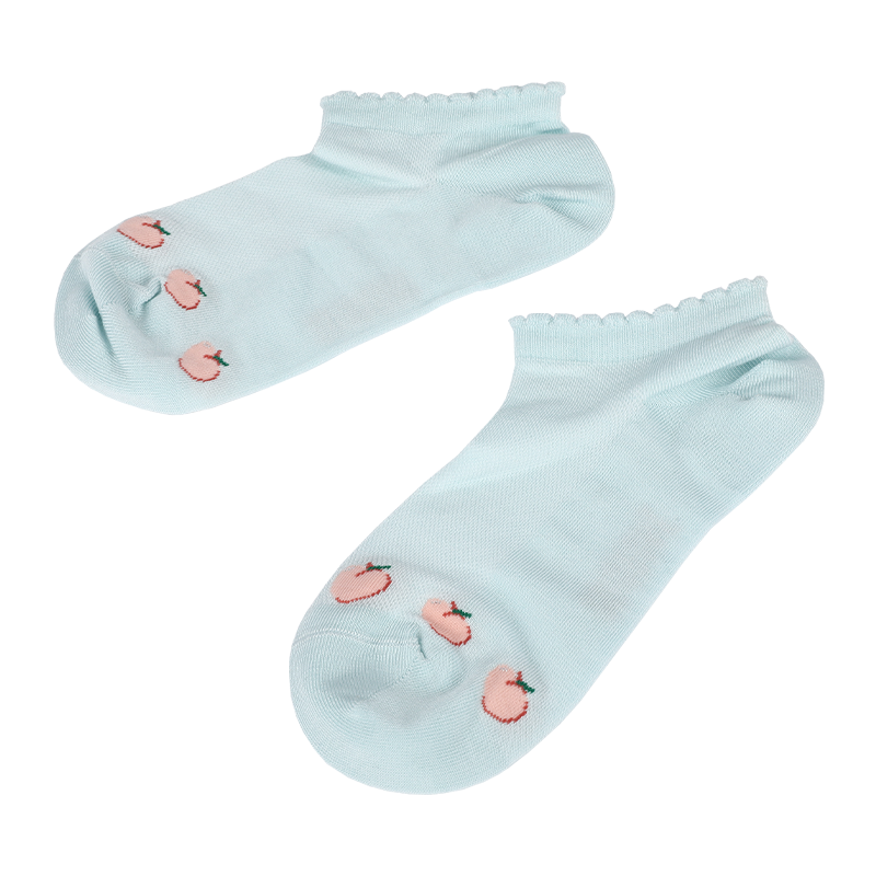 桑蠶絲的天然保濕與長絨棉的柔糯膚感舒適親膚女士網(wǎng)眼草莓提花花型Y跟短襪船襪運動襪