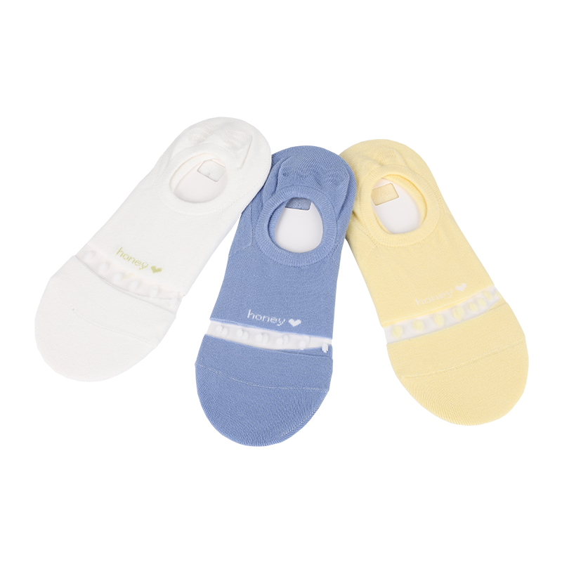 200針32支精梳棉漂亮透明條紋設(shè)計(jì)防滑硅膠隱形船襪