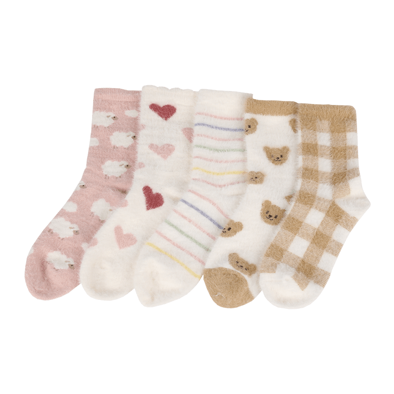 批發(fā)或訂制200針一體機生產(chǎn)舒適手縫超柔軟防貂毛冬季保暖襪地板襪家居襪